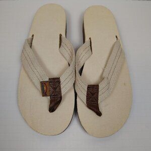 Rainbow Sandals Womens 11 Double Layer Hemp Arch Support 1" Strap Natural Cream